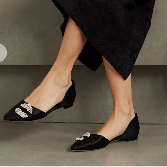 Crystal embellished satin flats from Manolo Blahnik - Picture 3 of 11